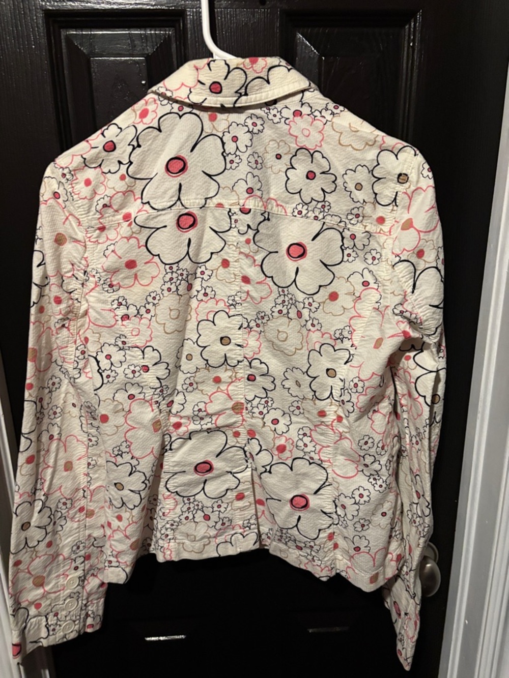 LOFT Cream Floral Blazer with Pink and Black Accents - Picture 4 of 4